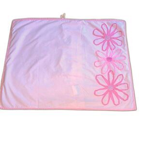 LAND OF NOD Pocket of Posies Pink Embroidered Cotton Pillow Sham Standard